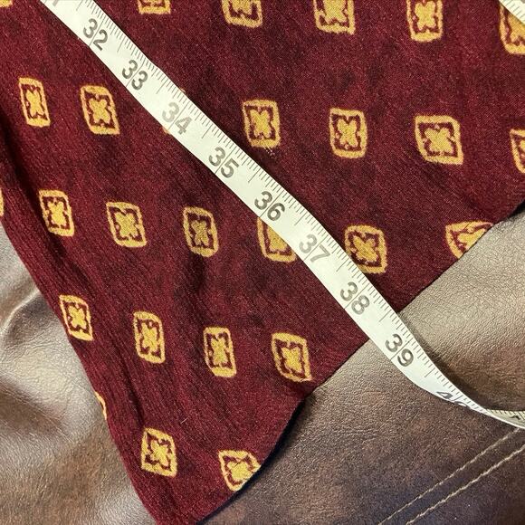 Vintage Rabbit Rabbit Rabbit Rayon Slip Dress‎ Womens M USA Made Maroon Gold - Picture 12 of 15